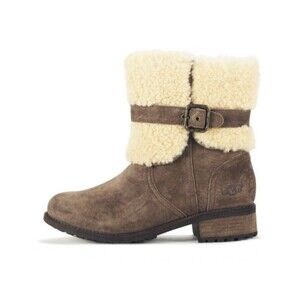UGG Australia Blayre II Brown Leather Suede Sherpa Lined Boots Women's Sz 8